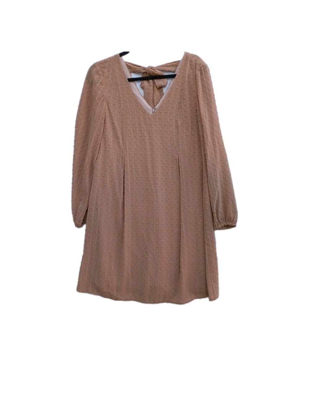 INC Shift Dress Beige V-Neck Long Sleeve Lined, Small, Oversized. - Picture 2 of 14